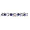 10k White Gold Womens Round Blue Sapphire Diamond Beaded Dot Stackable Band Ring 1/6 Cttw
