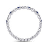 10k White Gold Womens Round Blue Sapphire Diamond Beaded Dot Stackable Band Ring 1/6 Cttw