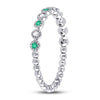 10k White Gold Womens Round Emerald Diamond Dot Stackable Band Ring 1/6 Cttw