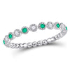 10k White Gold Womens Round Emerald Diamond Dot Stackable Band Ring 1/6 Cttw