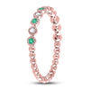10k Rose Gold Womens Round Emerald Diamond Dot Stackable Band Ring 1/6 Cttw