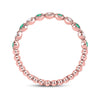 10k Rose Gold Womens Round Emerald Diamond Dot Stackable Band Ring 1/6 Cttw