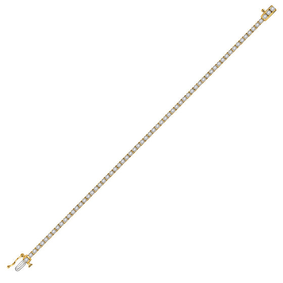 14k Yellow Gold Womens Round Diamond Tennis Bracelet 1 Cttw