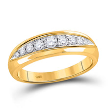  14k Yellow Gold Mens Round Diamond Band Ring 1/2 Cttw
