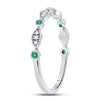 10k White Gold Womens Round Emerald Diamond Marquise Dot Stackable Band Ring 1/8 Cttw