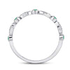 10k White Gold Womens Round Emerald Diamond Marquise Dot Stackable Band Ring 1/8 Cttw