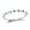 10k White Gold Womens Round Emerald Diamond Marquise Dot Stackable Band Ring 1/8 Cttw