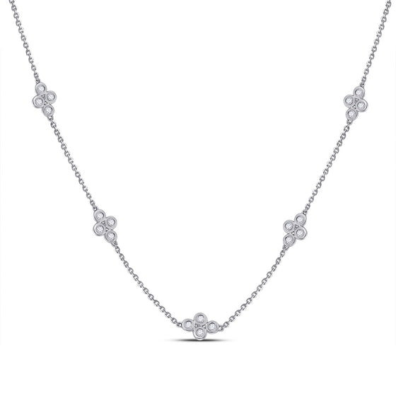10k White Gold Womens Round Diamond Fashion Necklace 1/4 Cttw