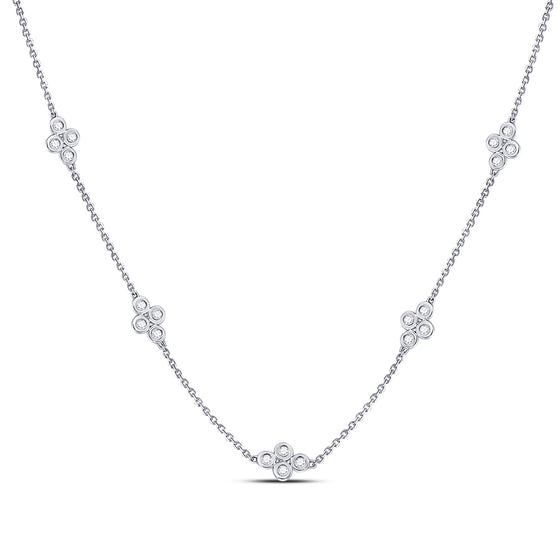 10k Rose Gold Womens Round Diamond Fashion Necklace 1/4 Cttw