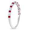 10k White Gold Womens Princess Ruby Diamond Alternating Stackable Band Ring 3/8 Cttw