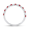 10k White Gold Womens Princess Ruby Diamond Alternating Stackable Band Ring 3/8 Cttw
