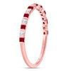 10k Rose Gold Womens Princess Ruby Diamond Alternating Stackable Band Ring 3/8 Cttw