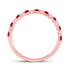 10k Rose Gold Womens Princess Ruby Diamond Alternating Stackable Band Ring 3/8 Cttw