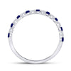 10k White Gold Womens Princess Blue Sapphire Diamond Stackable Band Ring 3/8 Cttw