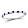 10k White Gold Womens Princess Blue Sapphire Diamond Stackable Band Ring 3/8 Cttw
