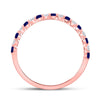 10k Rose Gold Womens Princess Blue Sapphire Diamond Stackable Band Ring 3/8 Cttw