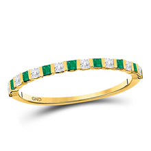  10k Yellow Gold Womens Princess Emerald Diamond Alternating Stackable Band Ring 1/3 Cttw