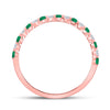 10k Rose Gold Womens Princess Emerald Diamond Alternating Stackable Band Ring 1/3 Cttw