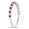 10k White Gold Womens Round Ruby Diamond Stackable Band Ring 1/4 Cttw