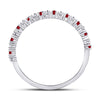 10k White Gold Womens Round Ruby Diamond Stackable Band Ring 1/4 Cttw