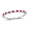 10k White Gold Womens Round Ruby Diamond Stackable Band Ring 1/4 Cttw