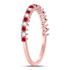 10k Rose Gold Womens Round Ruby Diamond Stackable Band Ring 1/4 Cttw