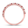10k Rose Gold Womens Round Ruby Diamond Stackable Band Ring 1/4 Cttw