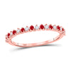 10k Rose Gold Womens Round Ruby Diamond Stackable Band Ring 1/4 Cttw