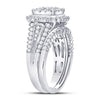 10k White Gold Round Diamond Bridal Wedding Ring Band Set 1-1/4 Cttw