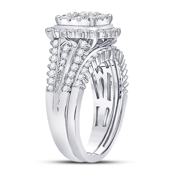 10k White Gold Round Diamond Bridal Wedding Ring Band Set 1-1/4 Cttw