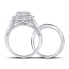 10k White Gold Round Diamond Bridal Wedding Ring Band Set 1-1/4 Cttw