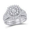 10k White Gold Round Diamond Bridal Wedding Ring Band Set 1-1/4 Cttw