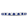 10k White Gold Womens Round Blue Sapphire Diamond Stackable Band Ring 1/5 Cttw