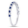 10k White Gold Womens Round Blue Sapphire Diamond Stackable Band Ring 1/5 Cttw