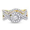 10k Yellow Gold Round Diamond Contoured Bridal Wedding Ring Band Set 1 Cttw
