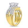 10k Yellow Gold Round Diamond Contoured Bridal Wedding Ring Band Set 1 Cttw