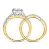 10k Yellow Gold Round Diamond Contoured Bridal Wedding Ring Band Set 1 Cttw