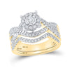 10k Yellow Gold Round Diamond Contoured Bridal Wedding Ring Band Set 1 Cttw