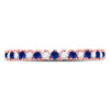 10k Rose Gold Womens Round Blue Sapphire Diamond Stackable Band Ring 1/5 Cttw