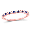 10k Rose Gold Womens Round Blue Sapphire Diamond Stackable Band Ring 1/5 Cttw