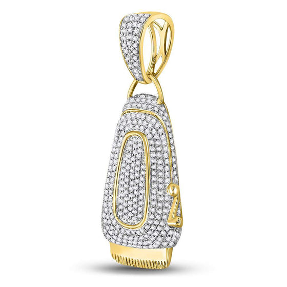 10k Yellow Gold Mens Round Diamond Barber Clipper Trimmer Charm Pendant 1 Cttw