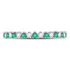 10k White Gold Womens Round Emerald Diamond Stackable Band Ring 1/5 Cttw