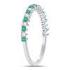 10k White Gold Womens Round Emerald Diamond Stackable Band Ring 1/5 Cttw