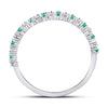 10k White Gold Womens Round Emerald Diamond Stackable Band Ring 1/5 Cttw