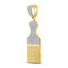 10k Yellow Gold Mens Round Diamond Afro Hair Pick Charm Pendant 1/2 Cttw