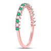 10k Rose Gold Womens Round Emerald Diamond Stackable Band Ring 1/5 Cttw