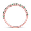 10k Rose Gold Womens Round Emerald Diamond Stackable Band Ring 1/5 Cttw