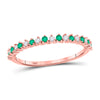 10k Rose Gold Womens Round Emerald Diamond Stackable Band Ring 1/5 Cttw