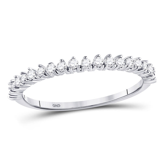10k White Gold Womens Round Diamond Stackable Band Ring 1/4 Cttw