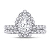 14k White Gold Pear Diamond Halo Bridal Wedding Ring Band Set 1 Cttw